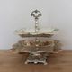 Vintage two-tiered server in oriental style – Silver-plated metal and turquoise cabochons.