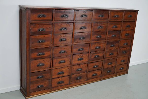Cabinet d'Apothicaire Antique en Pin, France, Début du 20ème Siècle