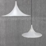 1970s Pair of Guzzini "Trumpet" Pendant Lamps by Meblo , Italy