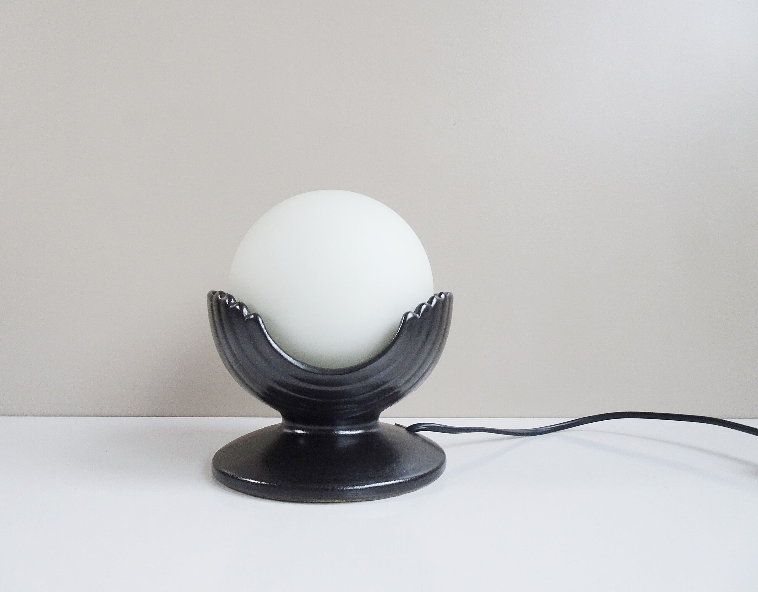Sculptural table lamp by pan keramik with glass ball - 1970s