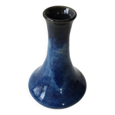 Blue ceramic soliflore vase (Puisaye stoneware) signed Aristide Mallet?