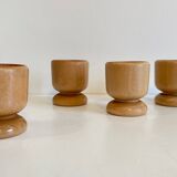 4 vintage turned wooden egg cups
