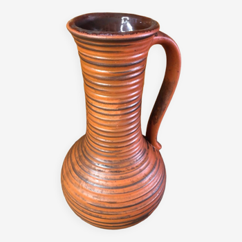 Ancien vase pichet céramique brune & orange w. germany vintage #a470