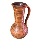Old brown & orange ceramic pitcher vase w. germany vintage #a470