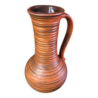 Old brown & orange ceramic pitcher vase w. germany vintage #a470