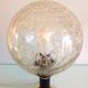 Lampe globe en verre ambré, socle noir et laiton par Solken Leuchten, années 60-70