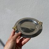 Silver-plated metal butter dish with knots