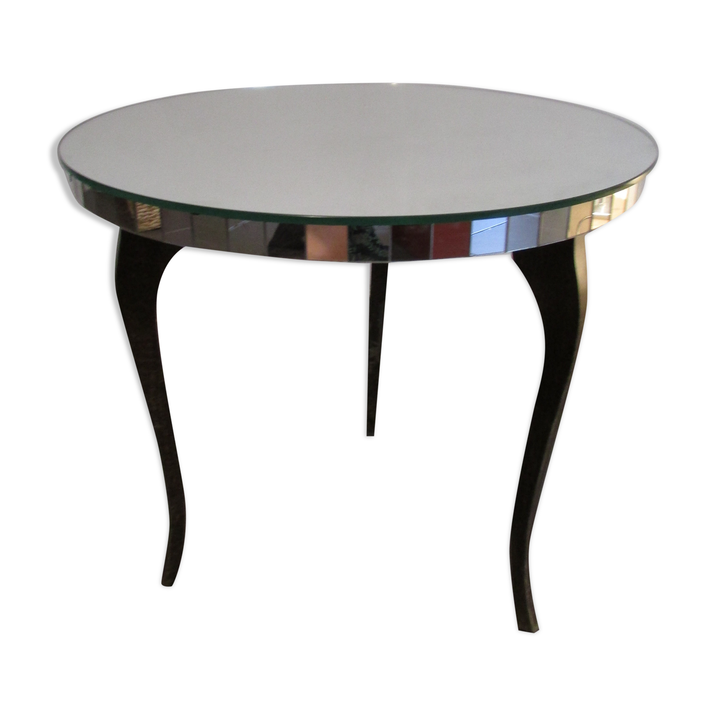 Vintage round coffee table '50, mirror top