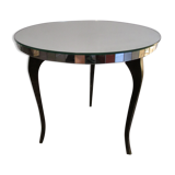 Table basse ronde vintage '50, plateau miroir