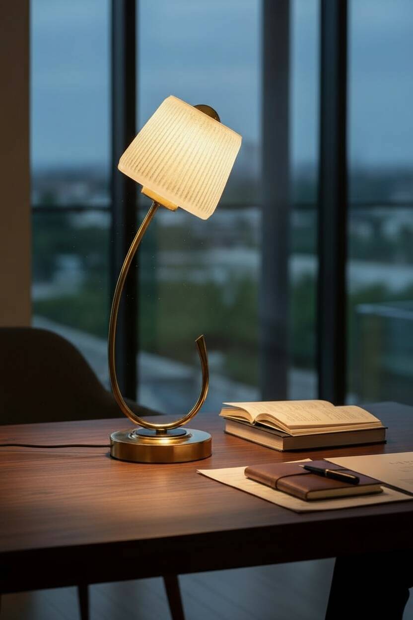 Pair of Art Deco lamps in brass and etched glass