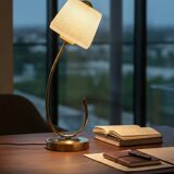 Pair of Art Deco lamps in brass and etched glass