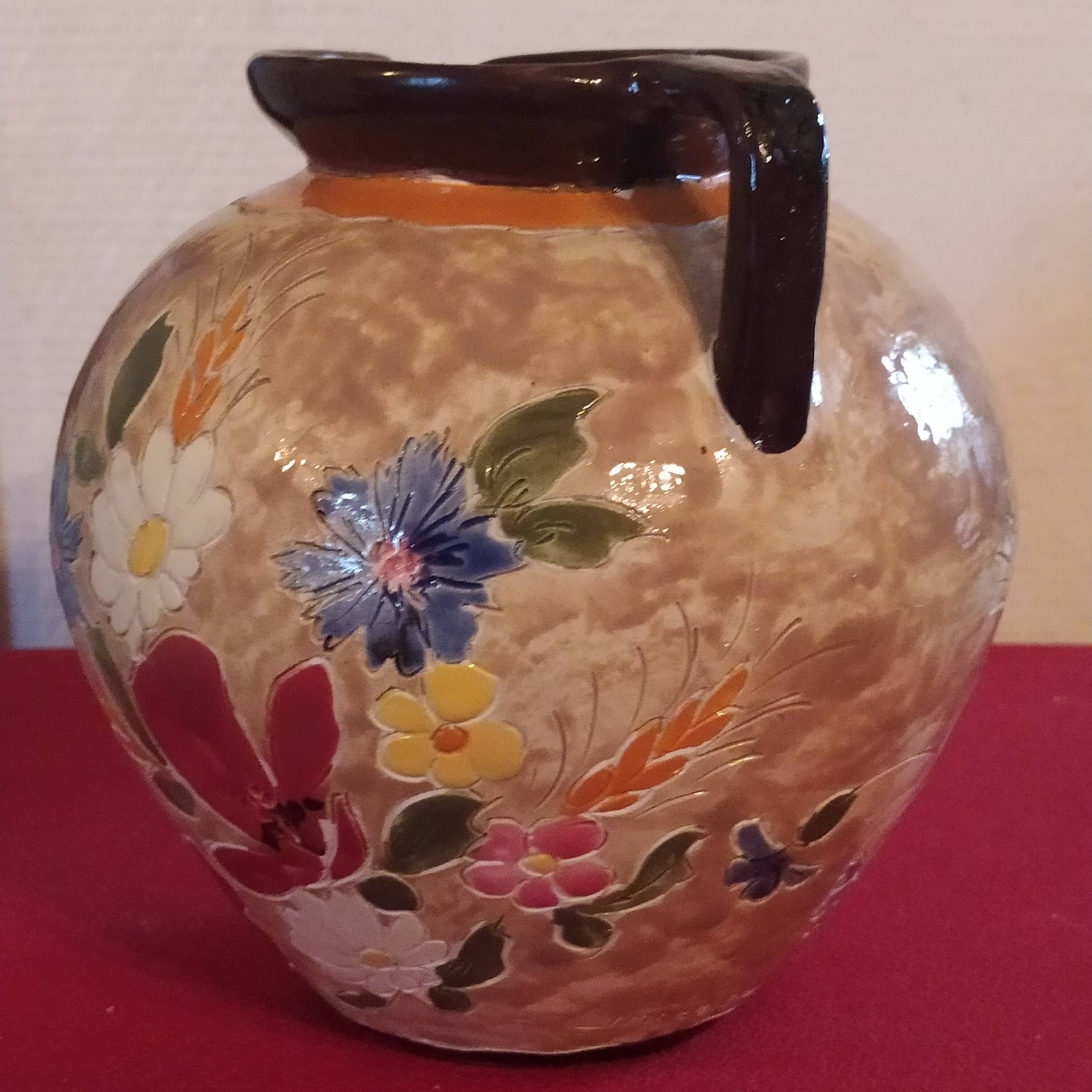 old Vallauris ball vase signed J Massier