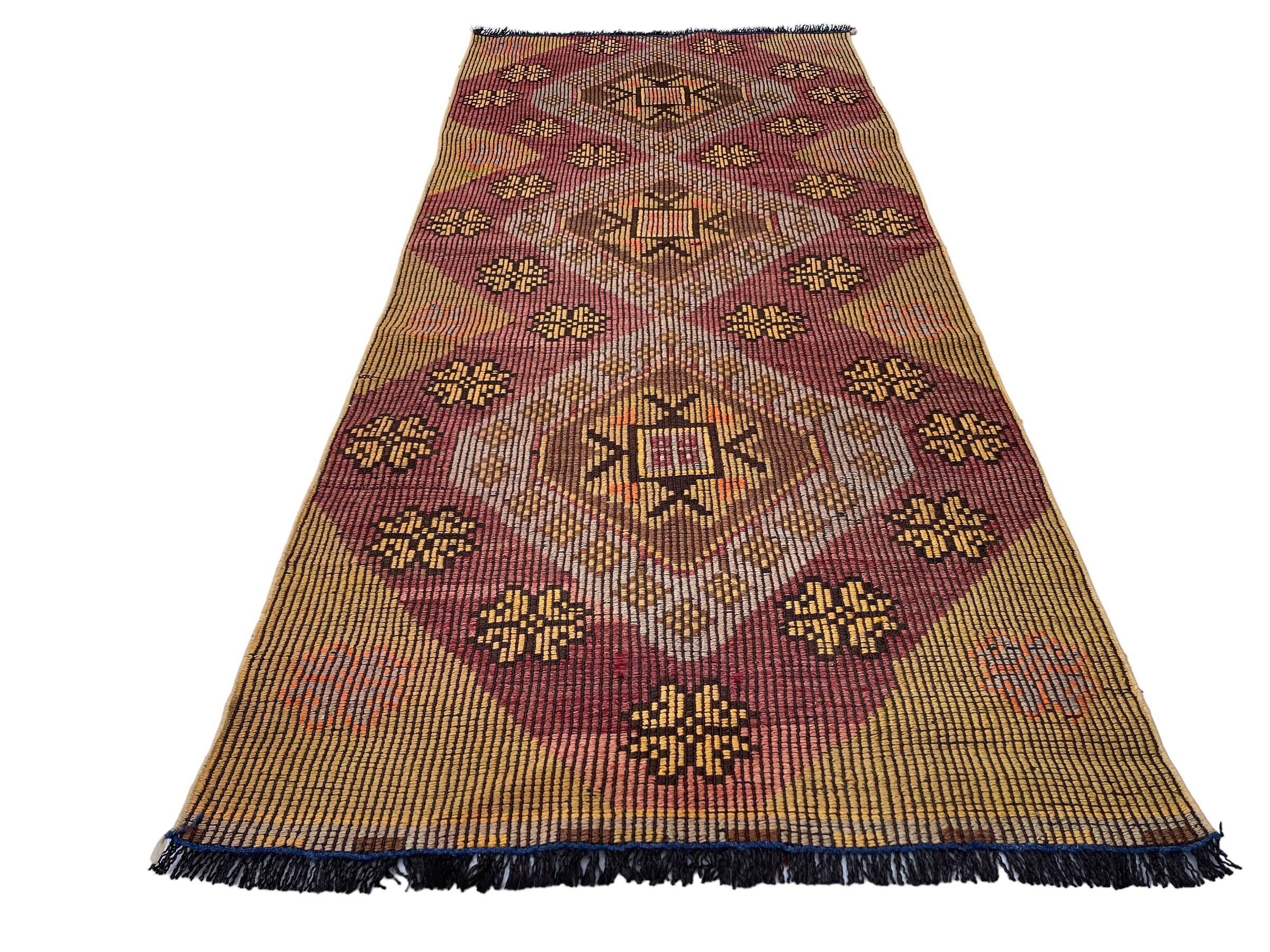 Vintage Turkish Kilim Rug , 226 x 100 cm