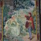 Antique French Aubusson Tapestry with Romantic Scene