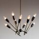 Brass chandelier with nine lights Stilnovo, Italy, 1950s
