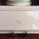 Art Deco cake dish by Longwy in pink earthenware and cloisonné enamels