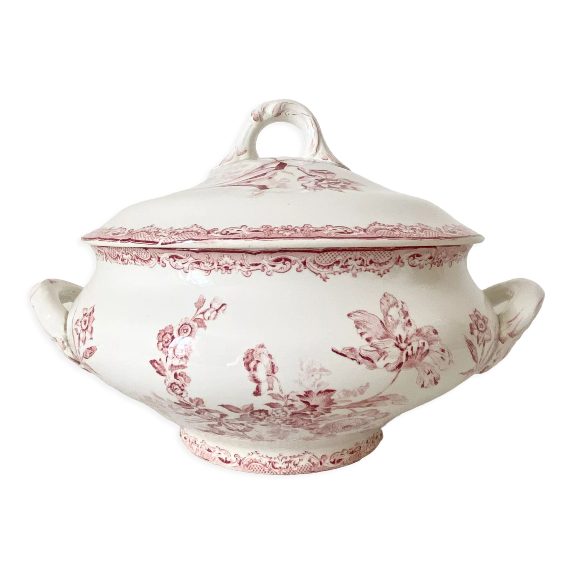 Old soup tureen sarreguemines (fontances) terre de fer