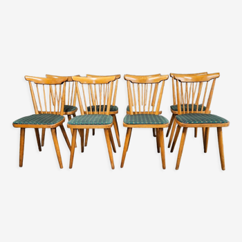 Lot de 8 chaises bistrot modèle Baumann à barreaux 1970