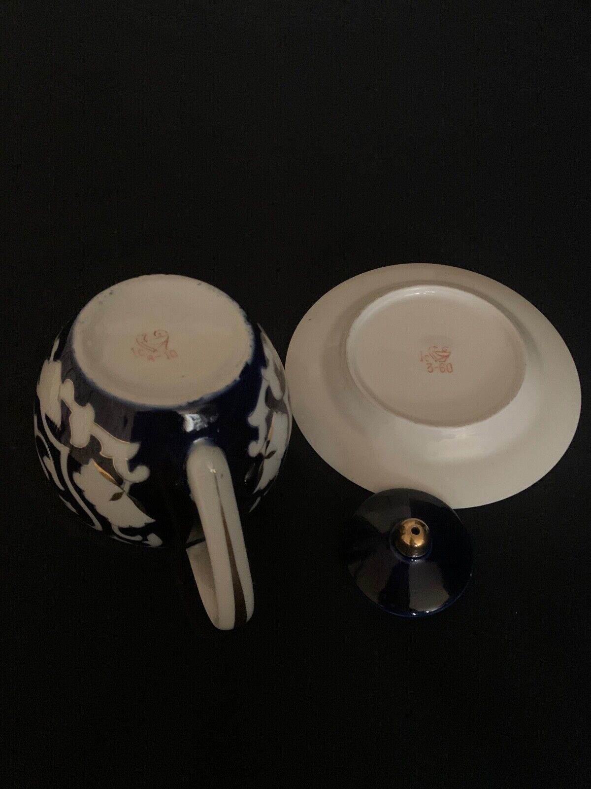 Uzbek teapot, plate, porcelain, collection, ethnic, signed, gilding