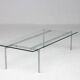 Architectural rectangular coffee table in steel and glass.