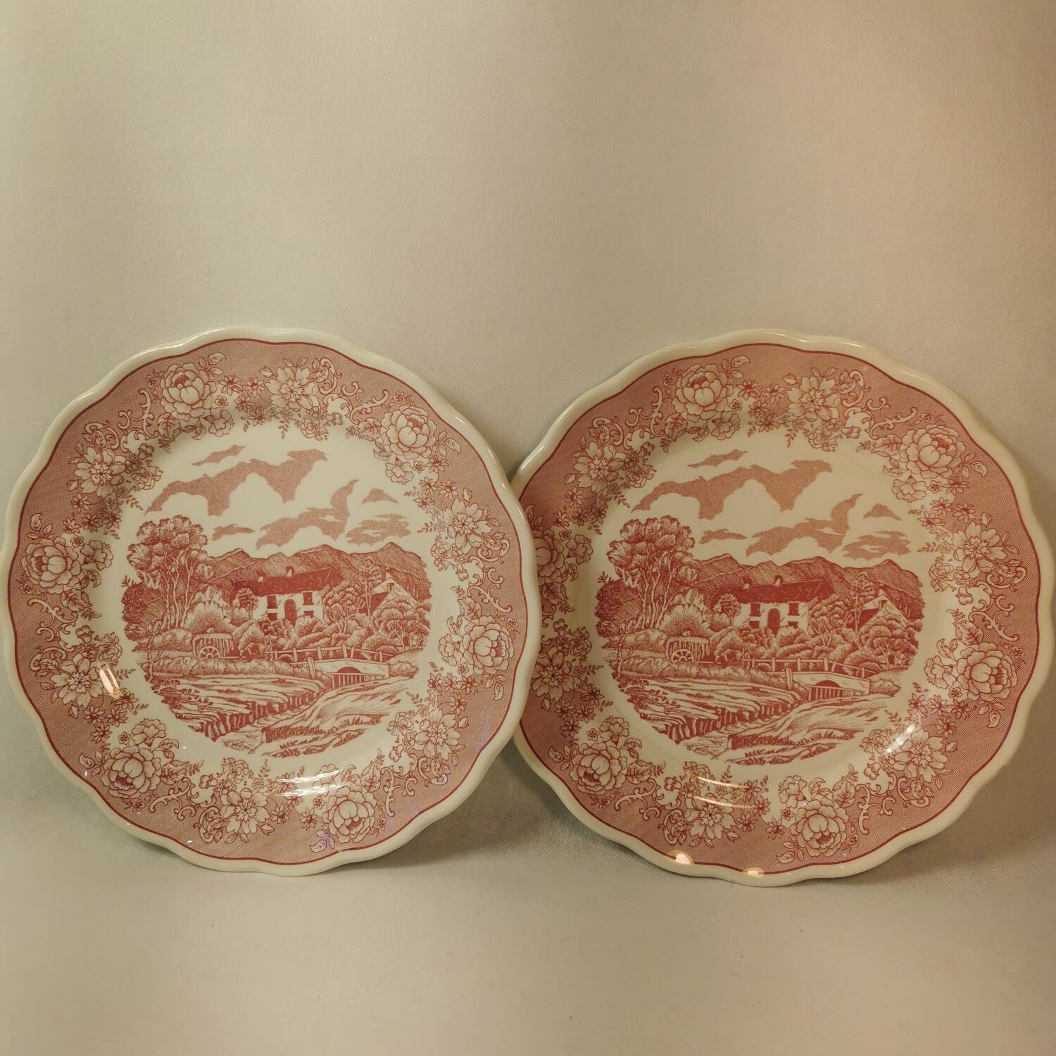 2 flat plates n. fontebasso 1760. pink color. tbe