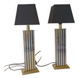 Pair of black and gold art deco style lamps