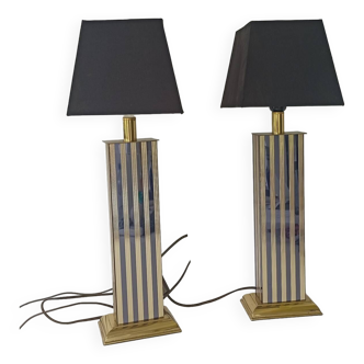 Pair of black and gold art deco style lamps