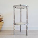 Chromed metal and marble side table, Italy, 1970s
