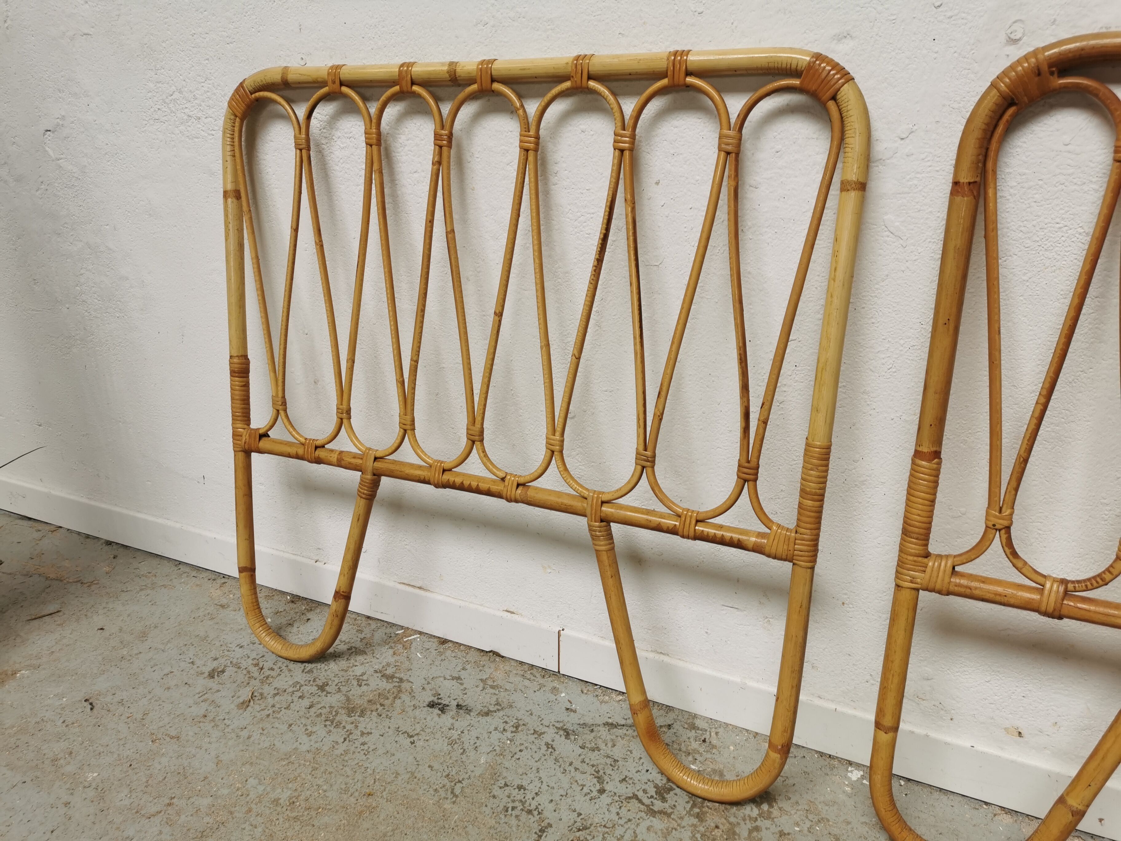Pair of vintage rattan headboards