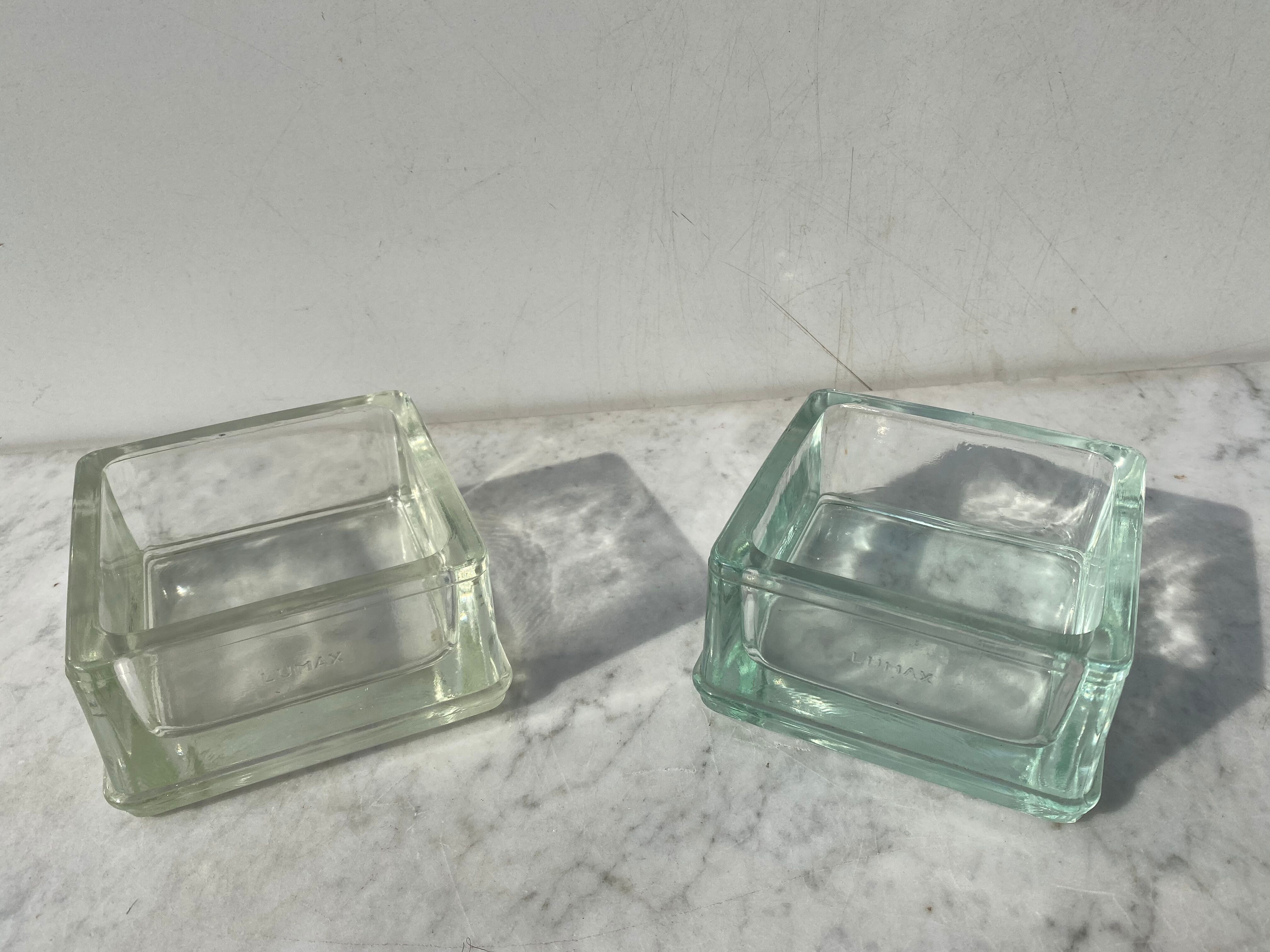 Pair of glass brick Lumax vintage design 60 Le corbustier