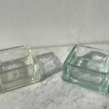 Pair of glass brick Lumax vintage design 60 Le corbustier