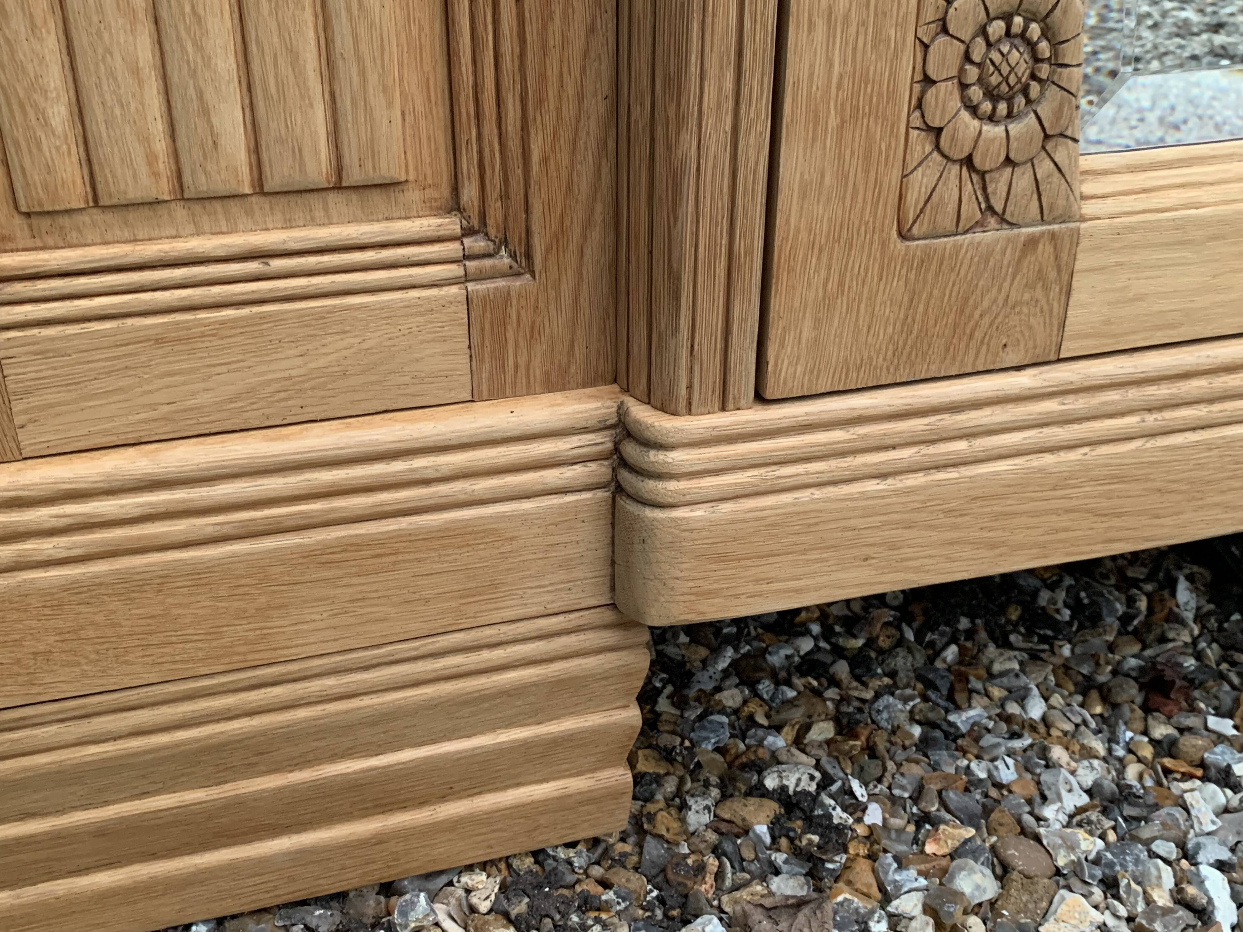 Parisian Art Deco style wardrobe in solid raw oak, 1950