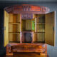 art nouveau cabinet with stained glass window, France circa 1910