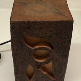 Brutalist ceramic lamp with stylized bird decor