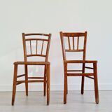 Mismatched wooden bistro chairs