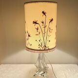 Solid glass lamp and dried flower lampshade from the 60s/70s