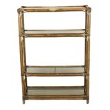 Vintage Boho Shelf Bookcase Bamboo and Smoked Glass 140cm