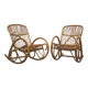 Franco Albini style, pair of rattan and bamboo rocking chairs. Italy 1950s