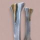 Pair of brutalist candlesticks in bronze and aluminum - David Marshall.