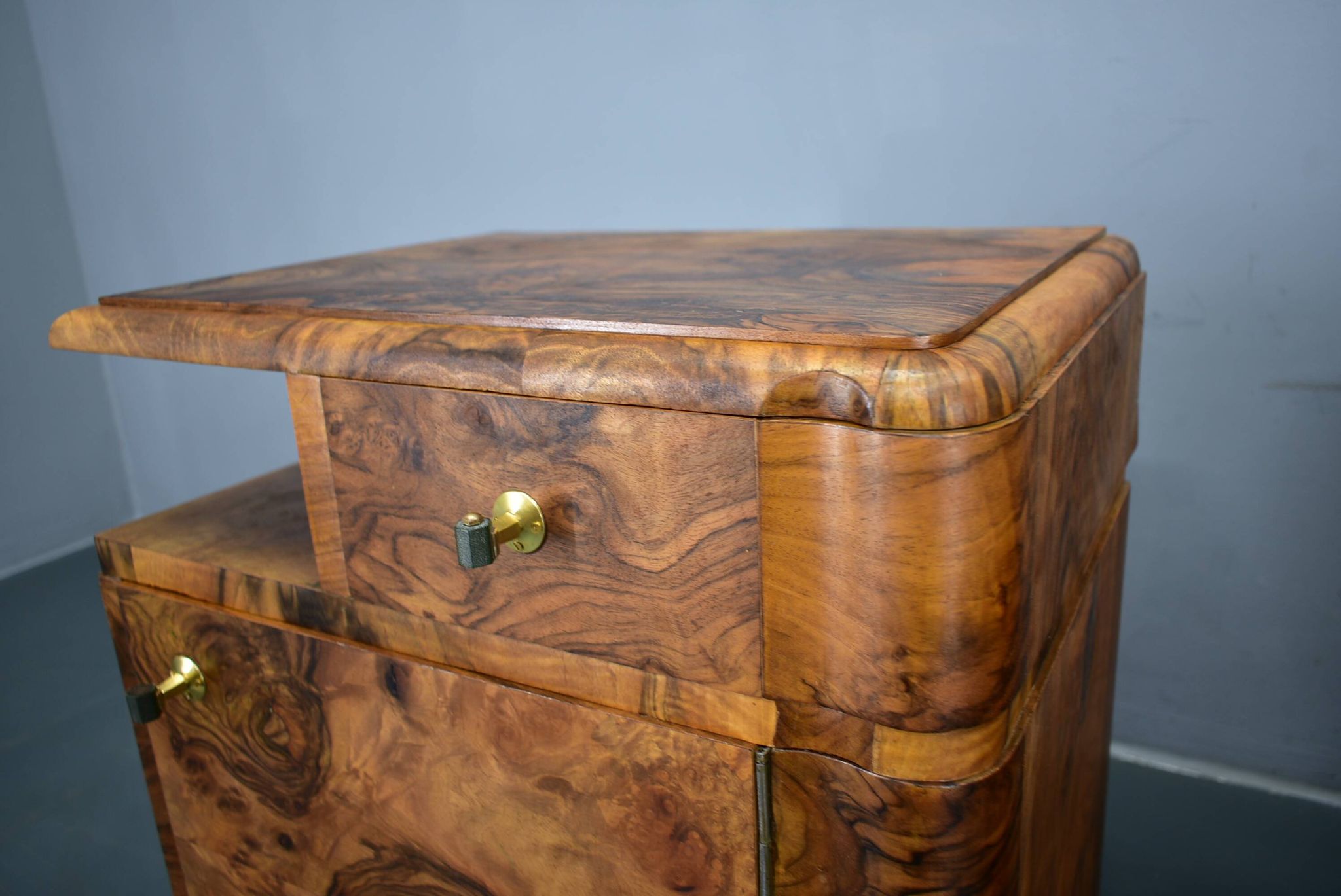 1935s pair of rare art deco bedside tables, Czechoslovakia