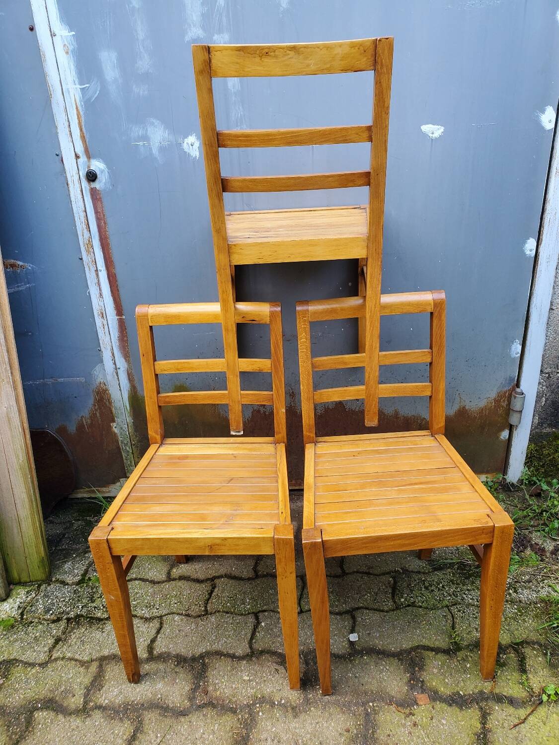 Trio of chairs 1940/50 by René Gabriel
