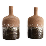 Scandinavian mid-century modern brutalist pottery vases by Hellström for Nittsjö, Sweden, set of 2
