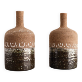 Scandinavian mid-century modern brutalist pottery vases by Hellström for Nittsjö, Sweden, set of 2