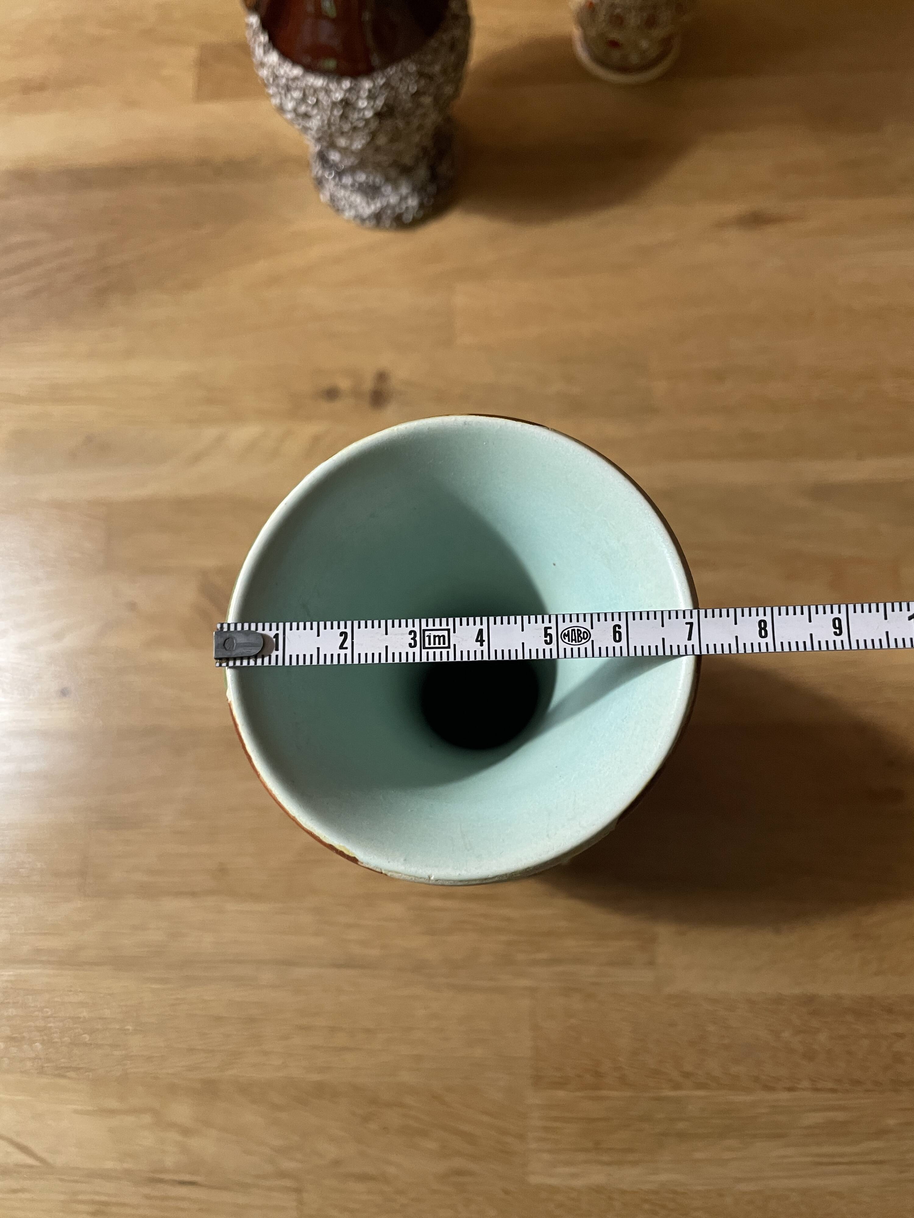 Vase ocher beige green black 1950 1960 ceramic