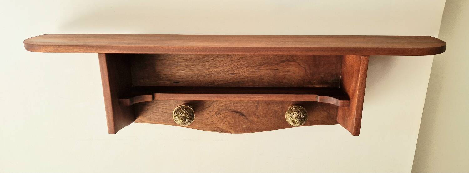 1950s mahogany wood wall shelf