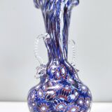 Blue murano glass vase ascribable to fratelli toso with murrines, italy