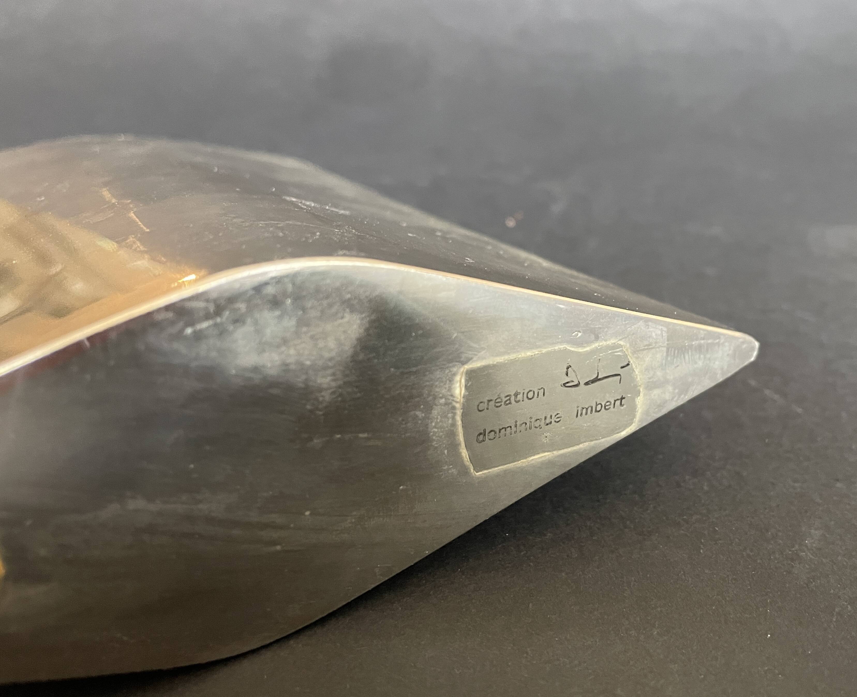 Dominique Imbert. Design vase in brushed metal circa 1970