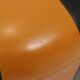 Round Vintage Pouf, Orange and Black Faux Leather (Skai), 1960s