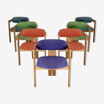 Set de 7 chaises Pigreco de Tobia Scarpa édition Gavina, Italie, années 50