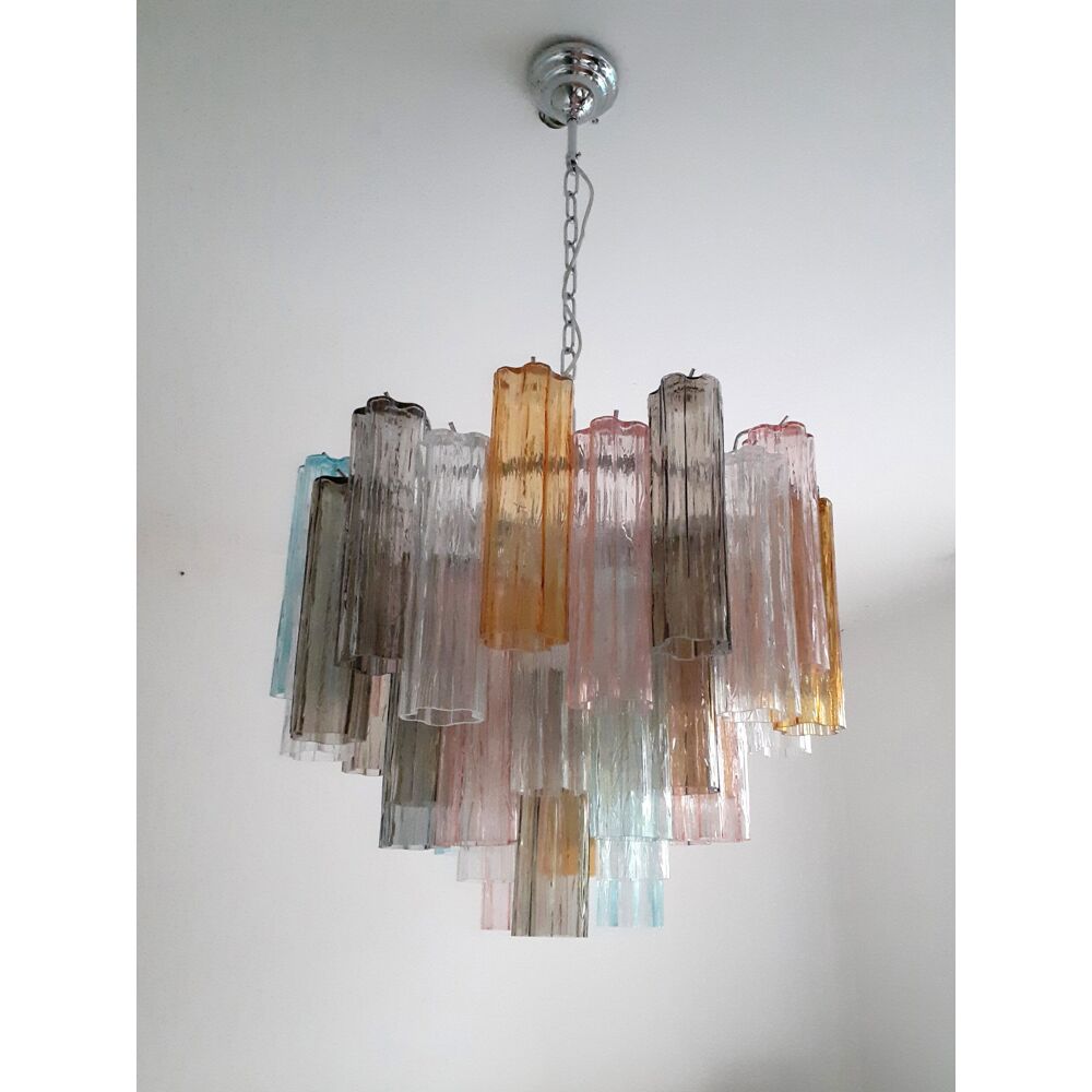 Multicolor “tronchi” murano glass chandelier